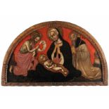 Italienischer Maler des 15. Jahrhunderts LÜNETTEN-GEMÄLDE MIT DARSTELLUNG VON MARIA MIT DEM KIND UND