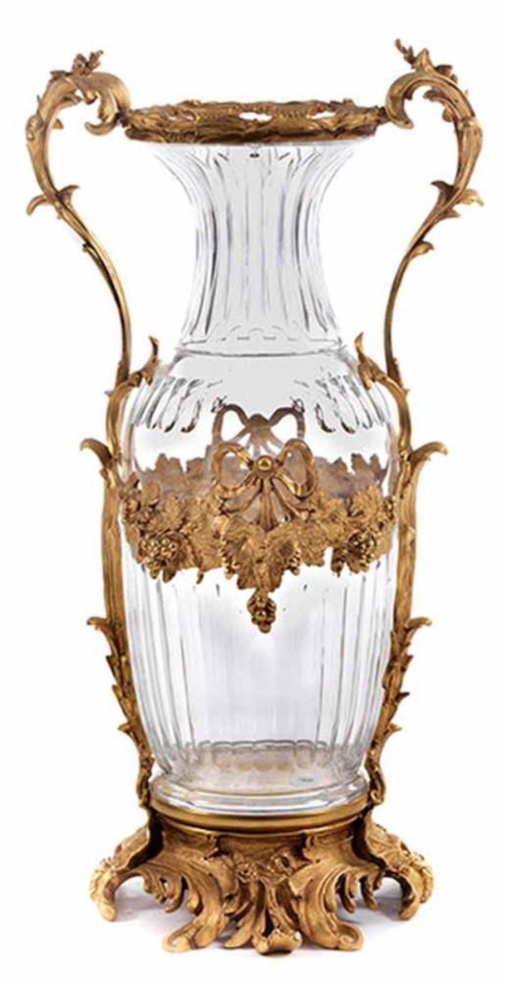 Sehr große Glasvase im Louis XV-Stil Höhe: 75,5 cm. Frankreich, 19. Jahrhundert. Klares Glas, - Bild 5 aus 5