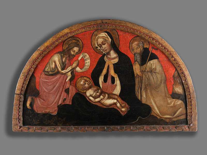 Italienischer Maler des 15. Jahrhunderts LÜNETTEN-GEMÄLDE MIT DARSTELLUNG VON MARIA MIT DEM KIND UND - Image 8 of 17