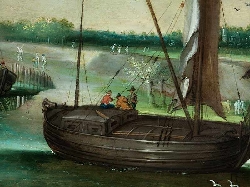 Brueghel II, zug., Jan1601 - 1678 Niederländischer Poldersee Öl auf Kupfer, von Holz hinterlegt. - Image 3 of 6