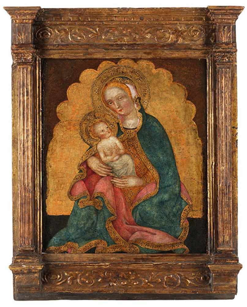 Toskanischer Maler des 15. Jahrhunderts MARIA MIT DEM KIND Öl und Tempera auf Holz. Sichtmaß: 41 x - Image 7 of 7