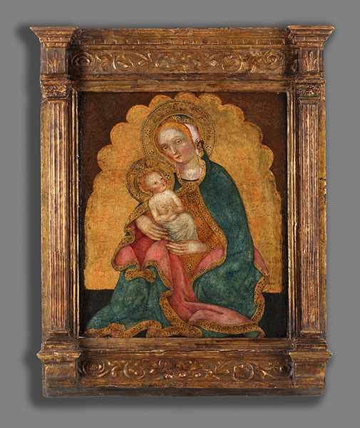 Toskanischer Maler des 15. Jahrhunderts MARIA MIT DEM KIND Öl und Tempera auf Holz. Sichtmaß: 41 x - Image 6 of 7