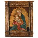Toskanischer Maler des 15. Jahrhunderts MARIA MIT DEM KIND Öl und Tempera auf Holz. Sichtmaß: 41 x