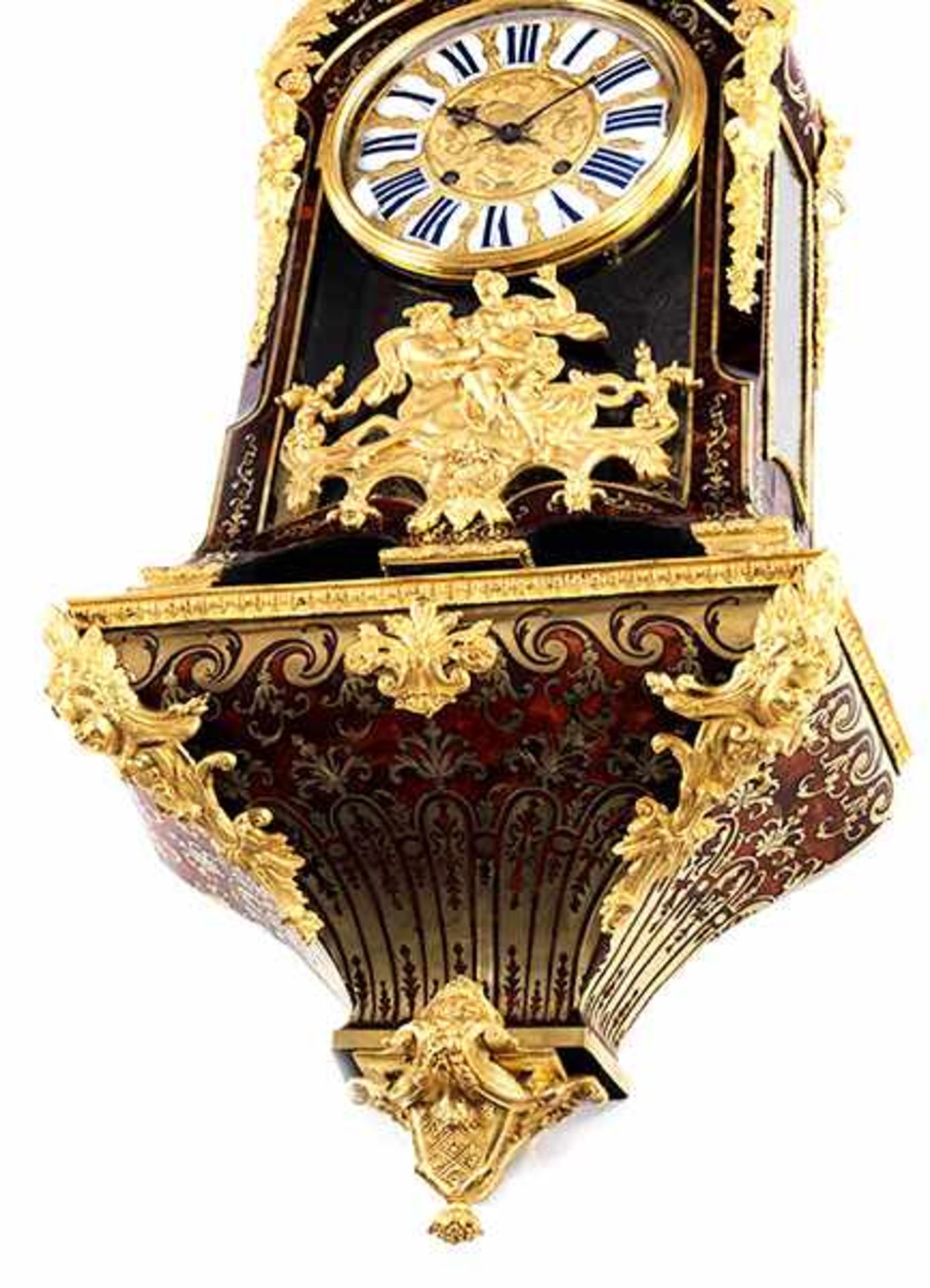 Louis XIV-Konsoluhr Höhe der Uhr: 66 cm. Höhe inkl. Konsole und Aufsatz: ca. 142 cm. Rückwärtig - Bild 2 aus 7