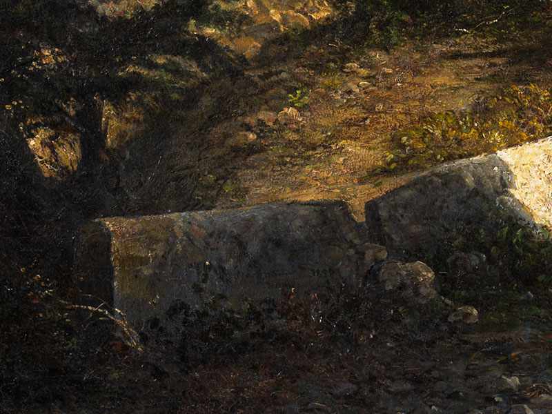 AMaler des 19. Jahrhunderts DIE VIA APPIA NACH ROM Öl auf Leinwand.172 x 246 cm. Ungerahmt. Links - Image 5 of 7