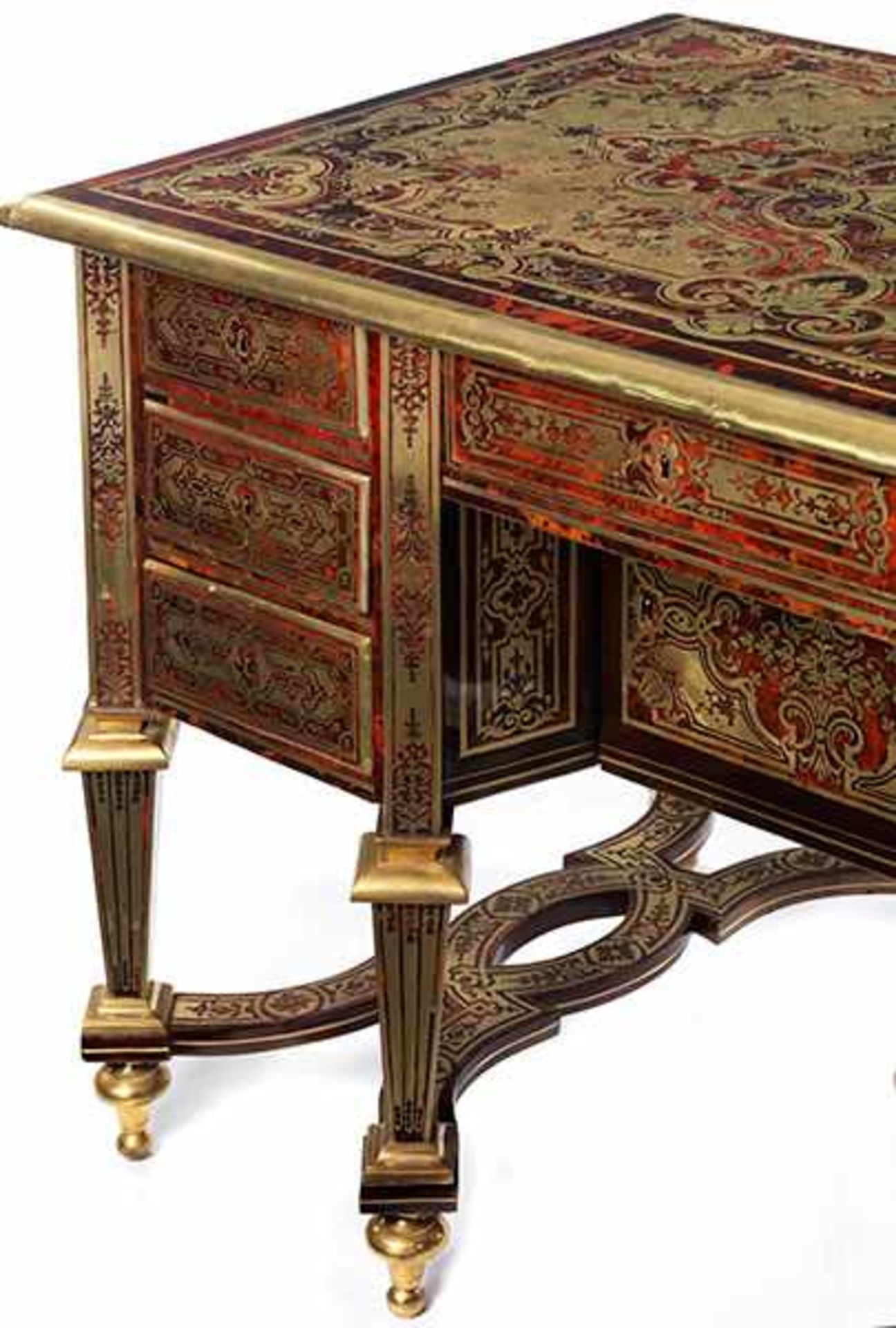 Bureau Mazarin80 x 120 x 70 cm. Wohl Frankreich, spätes 17. Jahrhundert. Holzkorpus, unterlegtes - Bild 6 aus 7