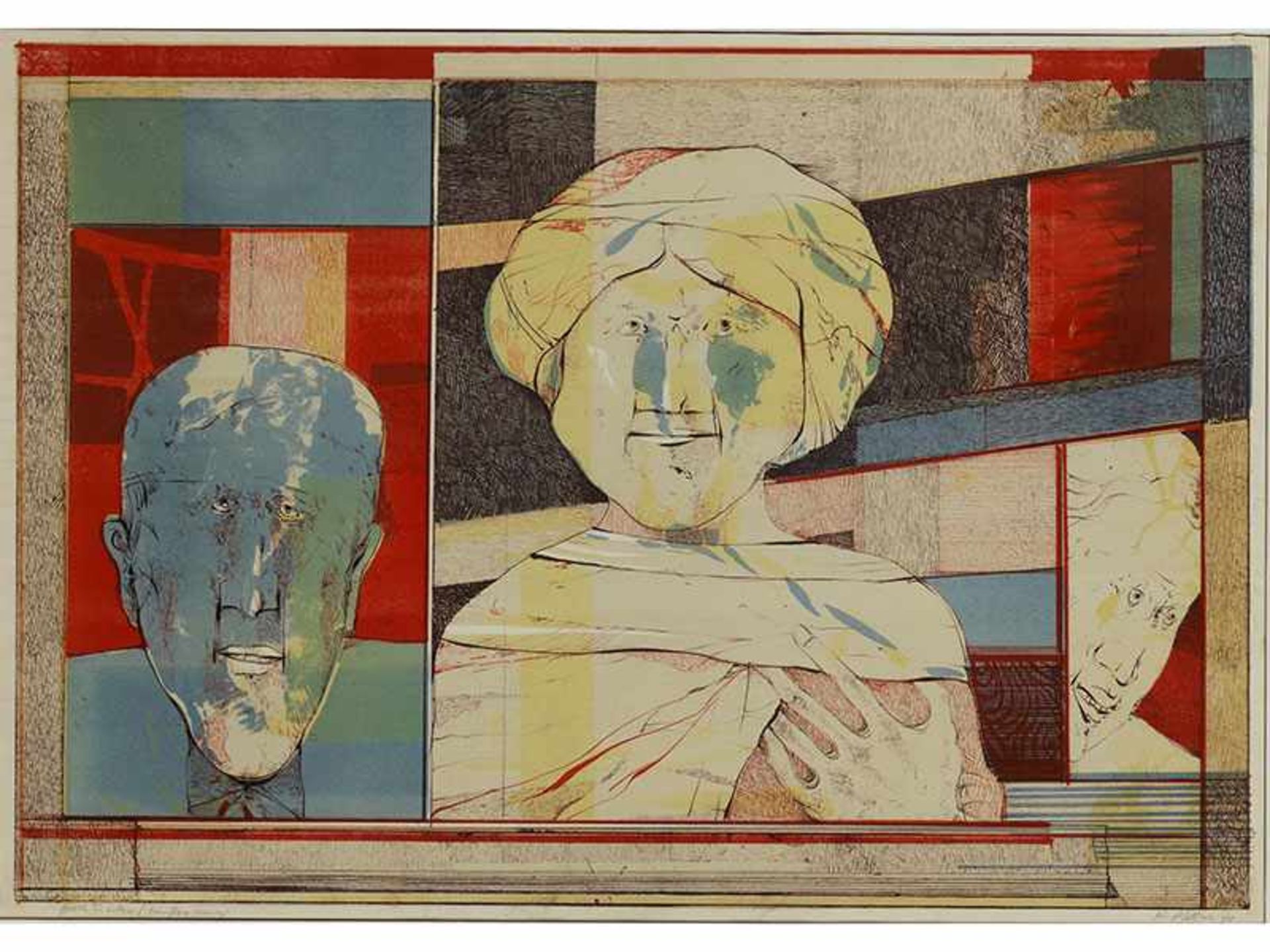 Karl Plattner, 1919 "" 1986 Mailand PROVA DI COLORE (ESEMPLARE UNICO) Farblithografie. 52 x 72 cm.
