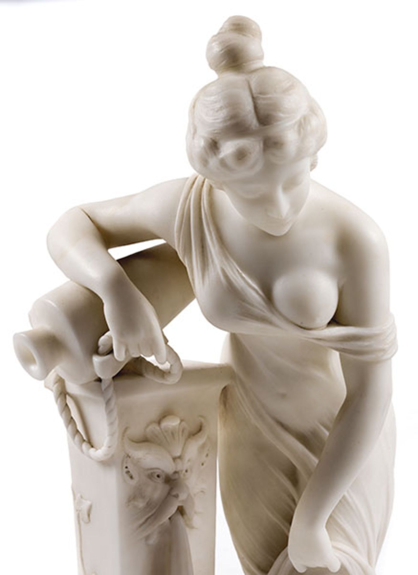 Das Fußbad Höhe: 83 cm. Italien, Anfang 20. Jahrhundert. In weißem Marmor gestaltete Jugendstilfigur - Bild 2 aus 5
