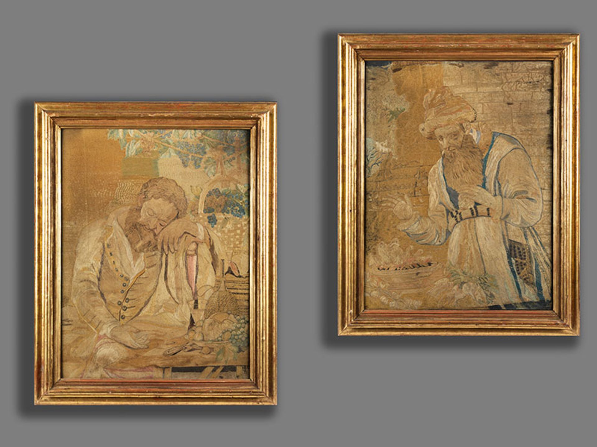 Flämischer Künstler des 17. Jahrhunderts Paar GROSSFORMATIGE BILDER IN NADELMALEREI Nadelmalerei. - Bild 7 aus 8