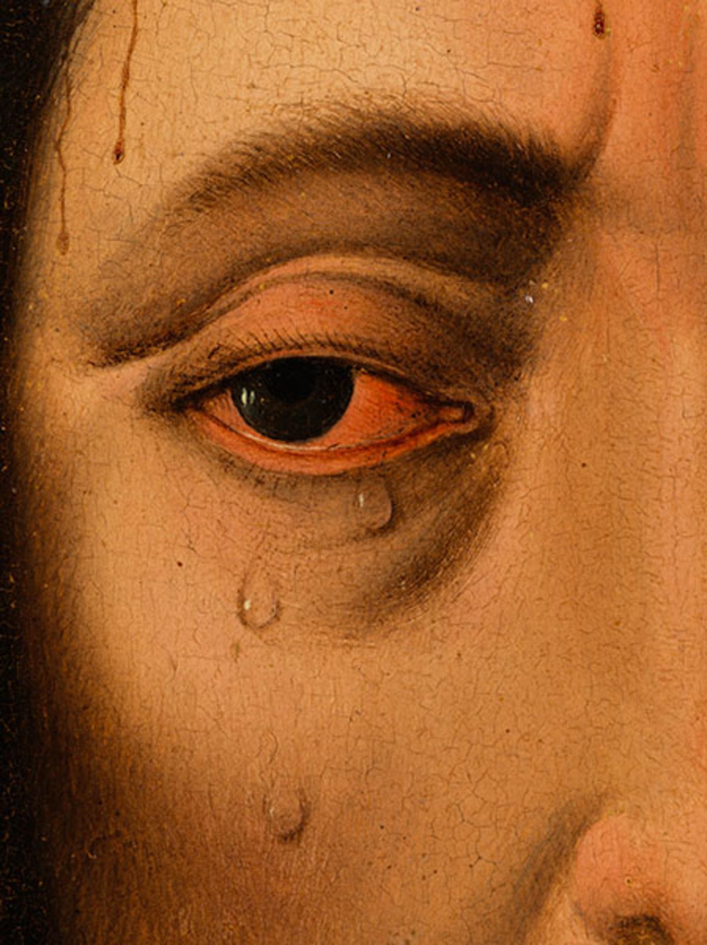 Dieric Bouts, 1415/ 20 "" 1475, zug. ECCE HOMO Öl auf Eichenholz. 40 x 26,5 cm. Verso auf der - Bild 3 aus 7