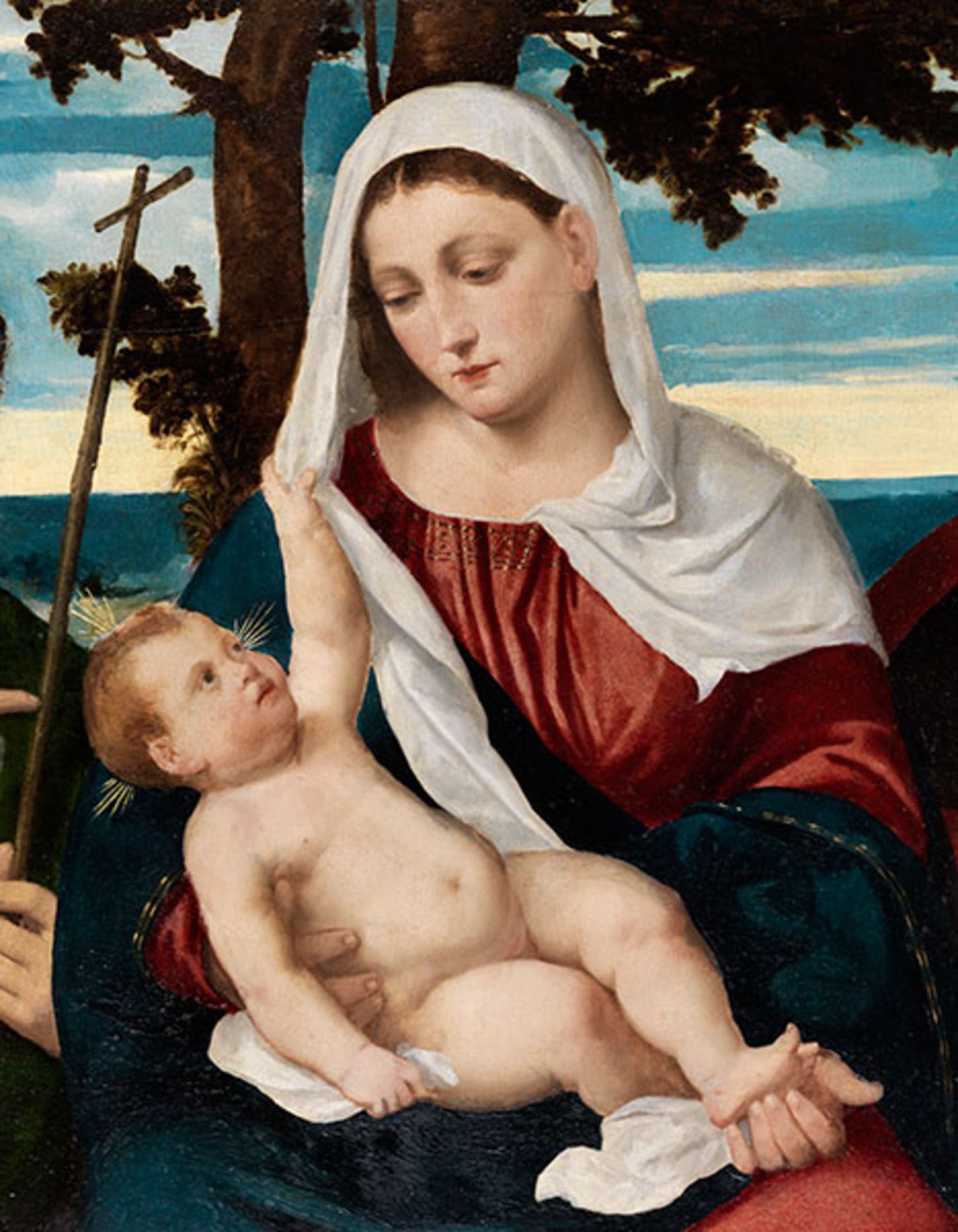 Bonifacio Veronese, ca. 1487 "" 1553 MADONNA MIT DEM KIND ZWISCHEN JOHANNES DEM TÄUFER UND - Bild 2 aus 9