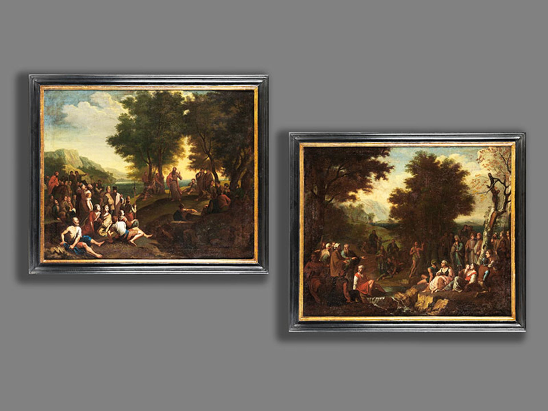 Joachim Franz Beich, 1665 "" 1748, Umkreis des Gemäldepaar PREDIGTDARSTELLUNGEN Öl auf Leinwand. - Bild 4 aus 5