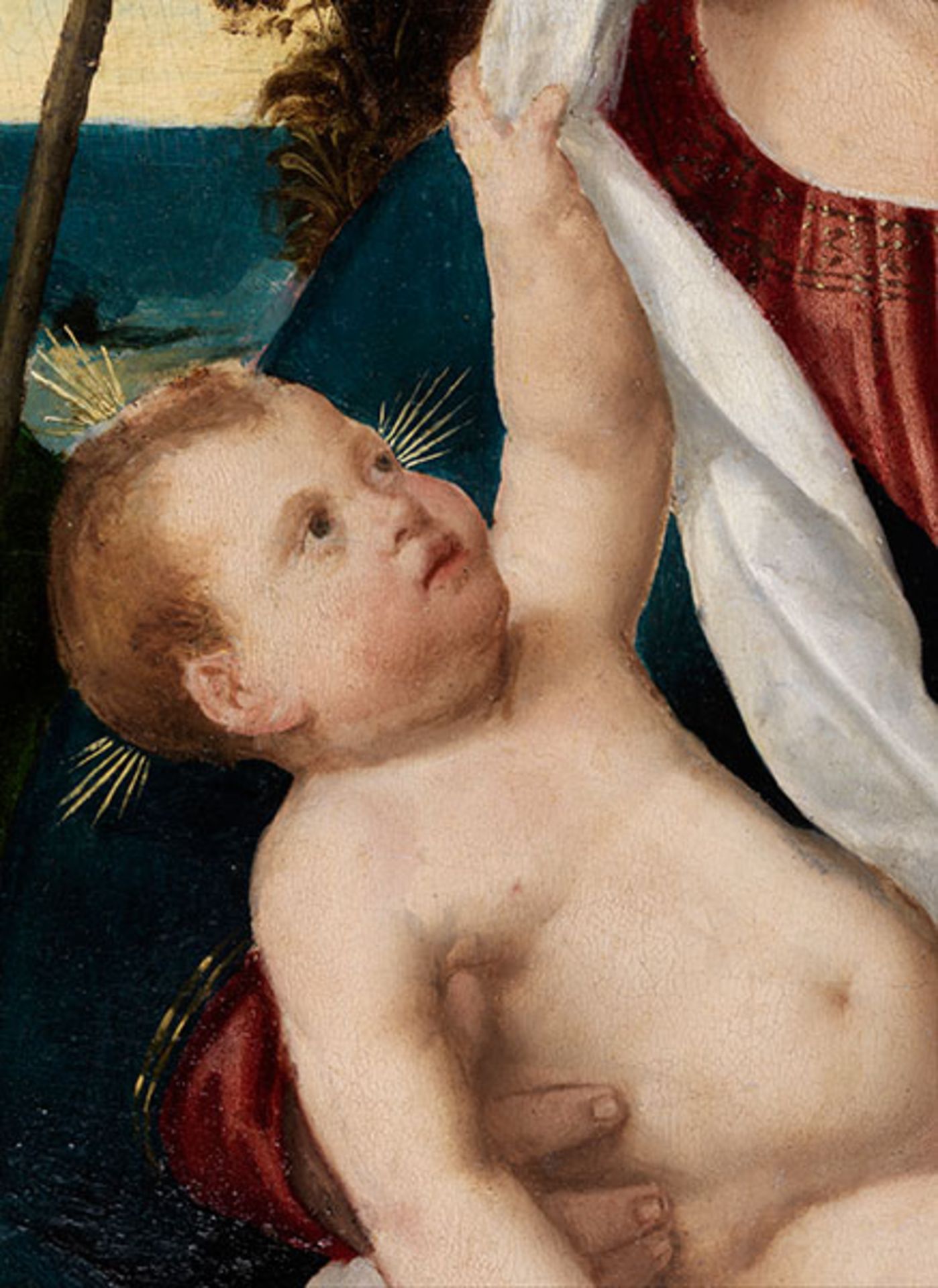 Bonifacio Veronese, ca. 1487 "" 1553 MADONNA MIT DEM KIND ZWISCHEN JOHANNES DEM TÄUFER UND - Bild 6 aus 9