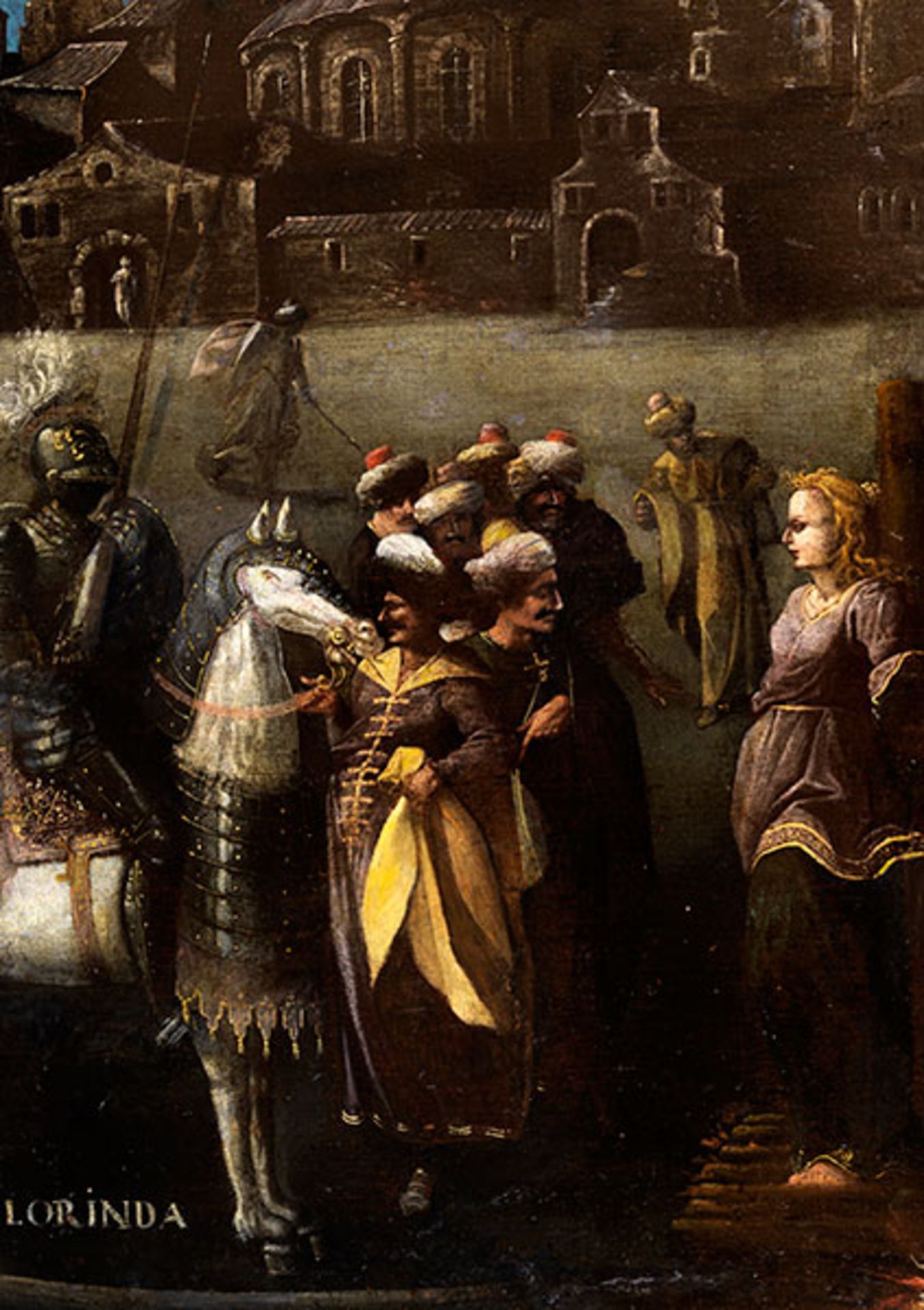Italienischer Maler des 17. Jahrhunderts CLORINDA RETTET SOFRONIA UND OLINDO Öl auf Leinwand. 95 x - Bild 4 aus 7