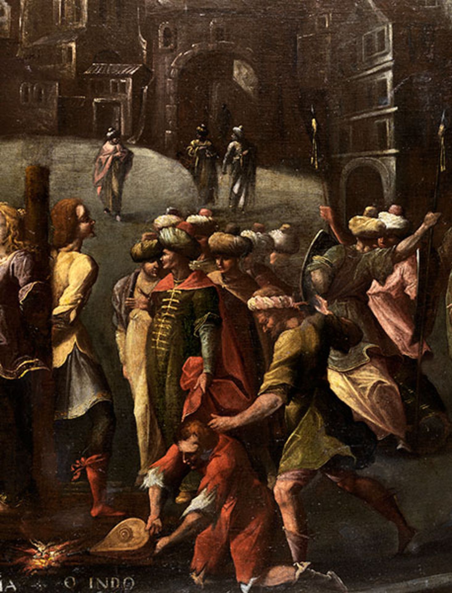 Italienischer Maler des 17. Jahrhunderts CLORINDA RETTET SOFRONIA UND OLINDO Öl auf Leinwand. 95 x - Bild 3 aus 7