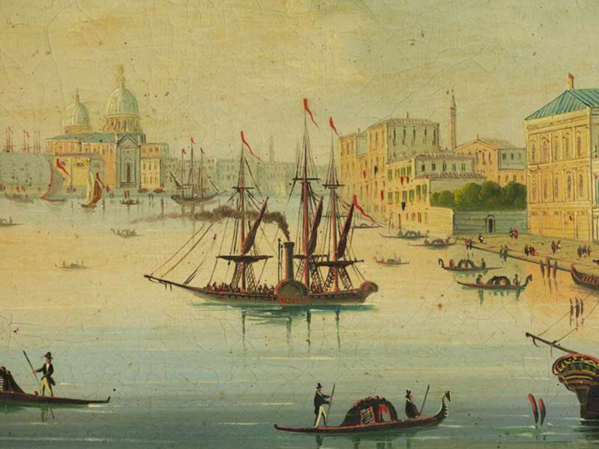 Venezianischer Vedutenmaler des beginnenden 19. Jahrhunderts Gemäldepaar VENEDIGANSICHTEN Öl auf - Bild 5 aus 7