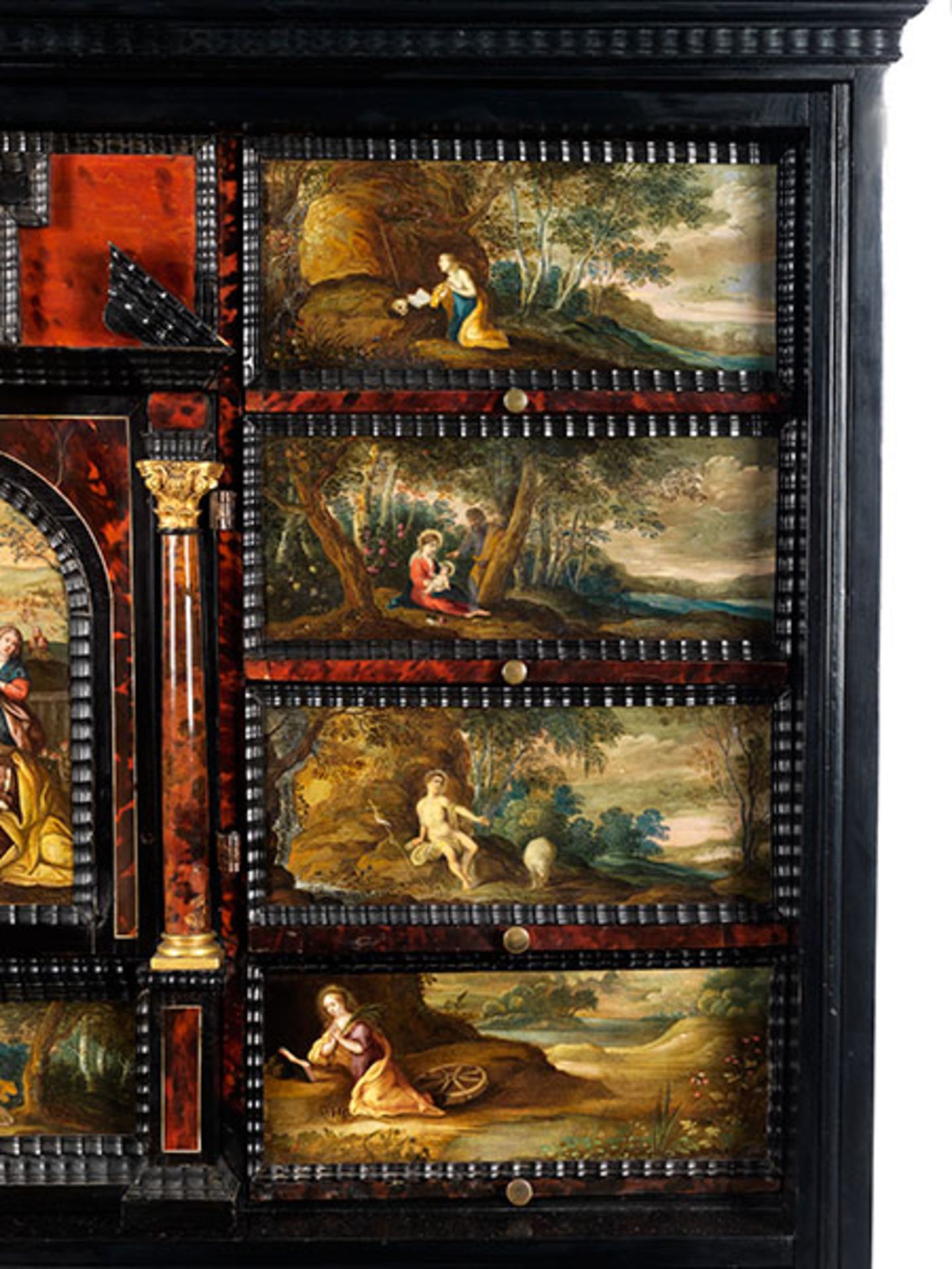 Flämisches Kabinett Höhe: 142,5 cm. Breite: 112 cm. Tiefe: 45,5 cm. Antwerpen, um 1660. Zweiteiliges - Bild 7 aus 8