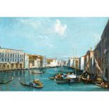 Italienischer Maler des 19. Jahrhunderts BLICK AUF DEN CANAL GRANDE IN VENEDIG Öl auf Leinwand.