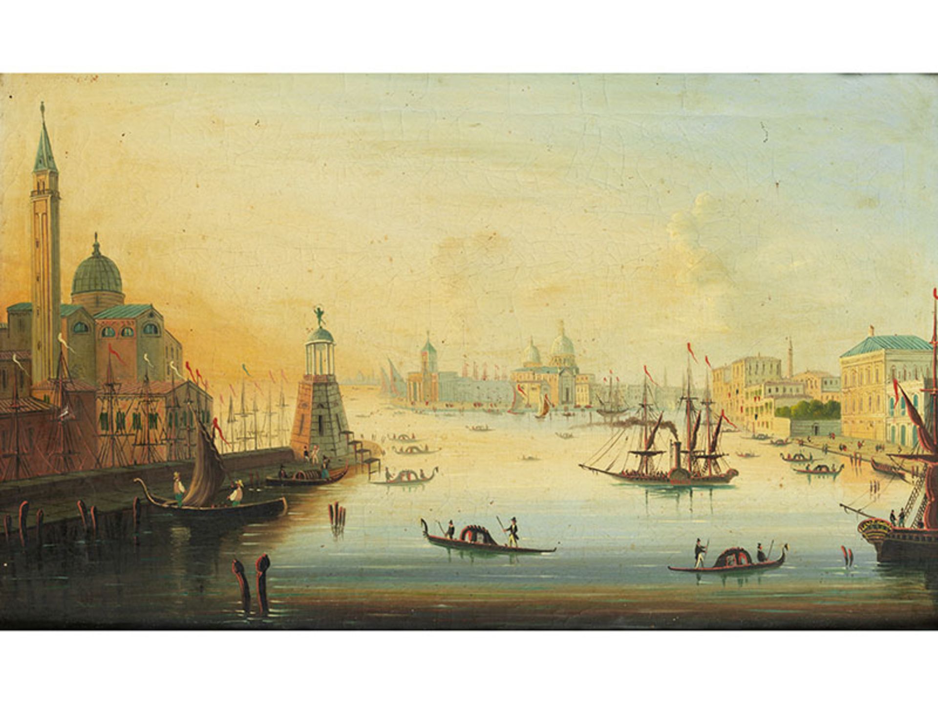 Venezianischer Vedutenmaler des beginnenden 19. Jahrhunderts Gemäldepaar VENEDIGANSICHTEN Öl auf - Bild 2 aus 7