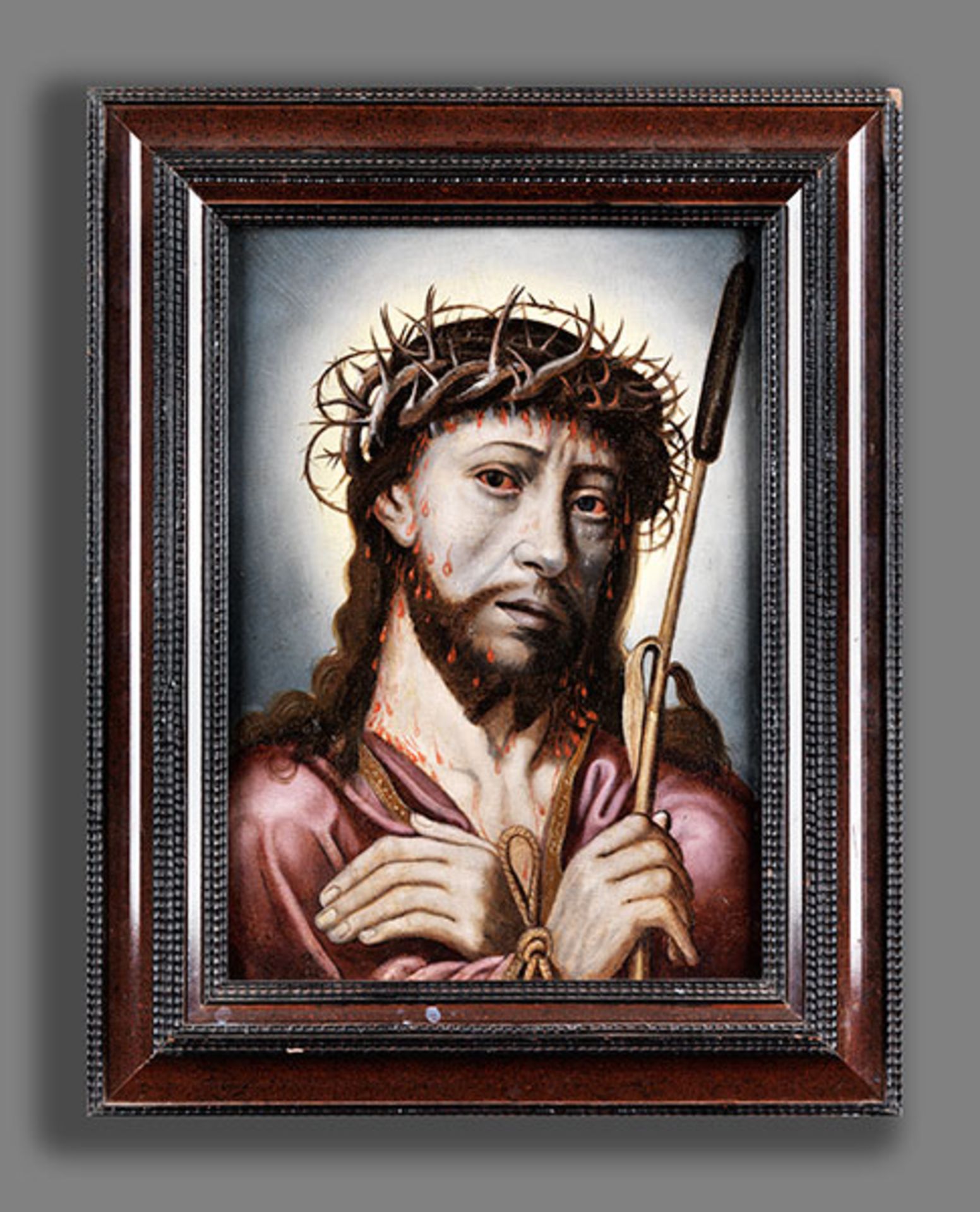 Flämischer Meister des 16. Jahrhunderts CHRISTUS ALS SCHMERZENSMANN Öl auf Holz. 42 x 30 cm. Bildnis - Bild 4 aus 9
