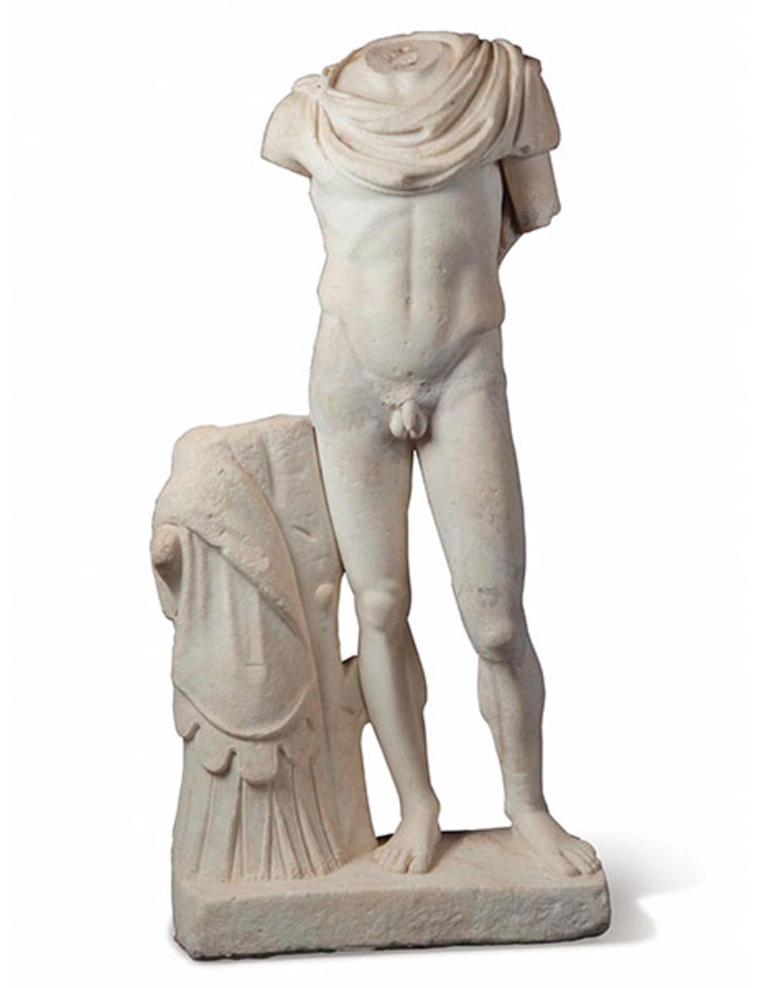 Bedeutende, lebensgroße römische Marmorfigur des Kriegsgottes Mars Höhe: 182 cm. Breite: 90 cm. - Bild 9 aus 10