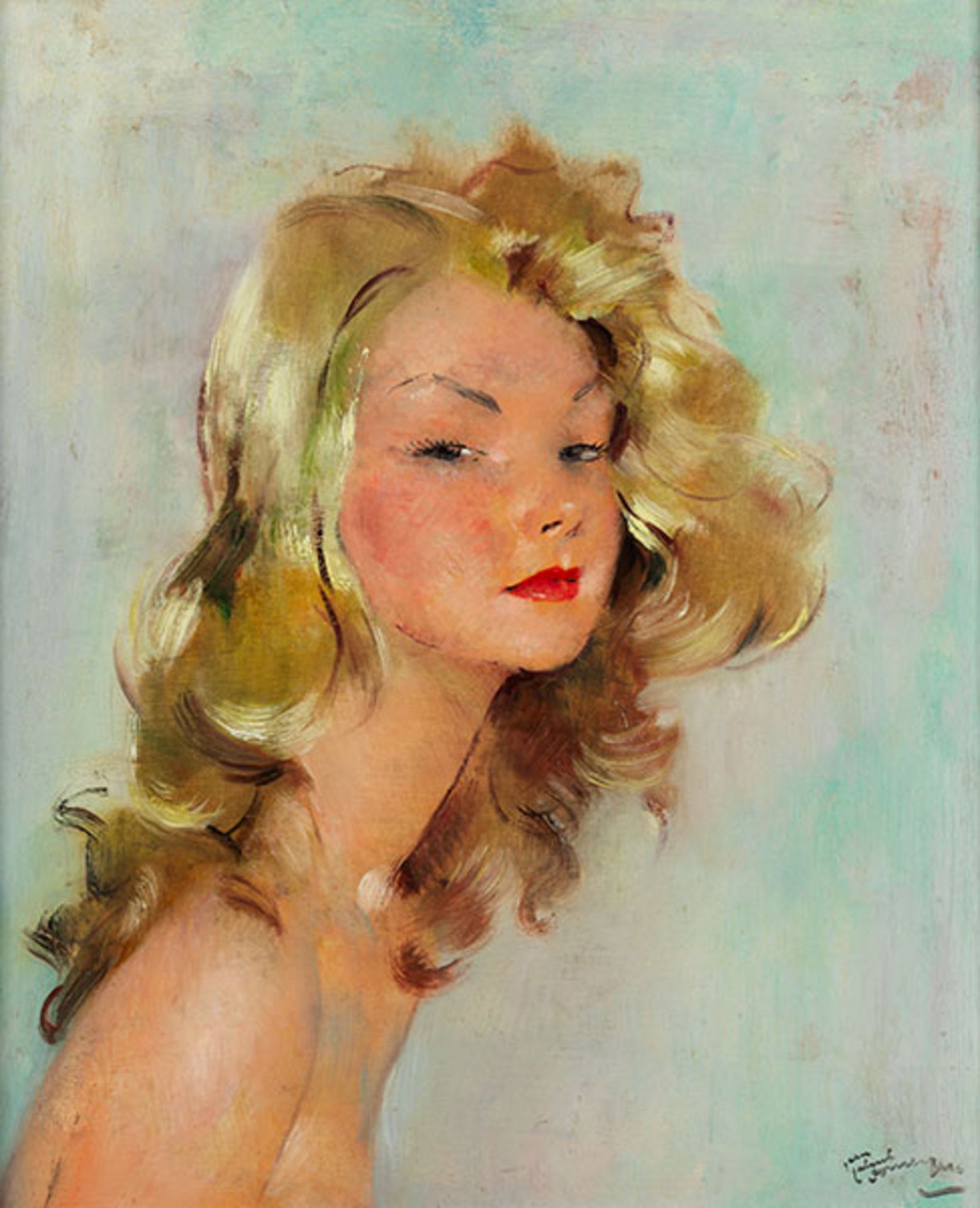 Jean Gabriel Domergue, 1889 Bordeaux "" 1962 Paris PORTRAIT EINER HÜBSCHEN BLONDINE Öl auf