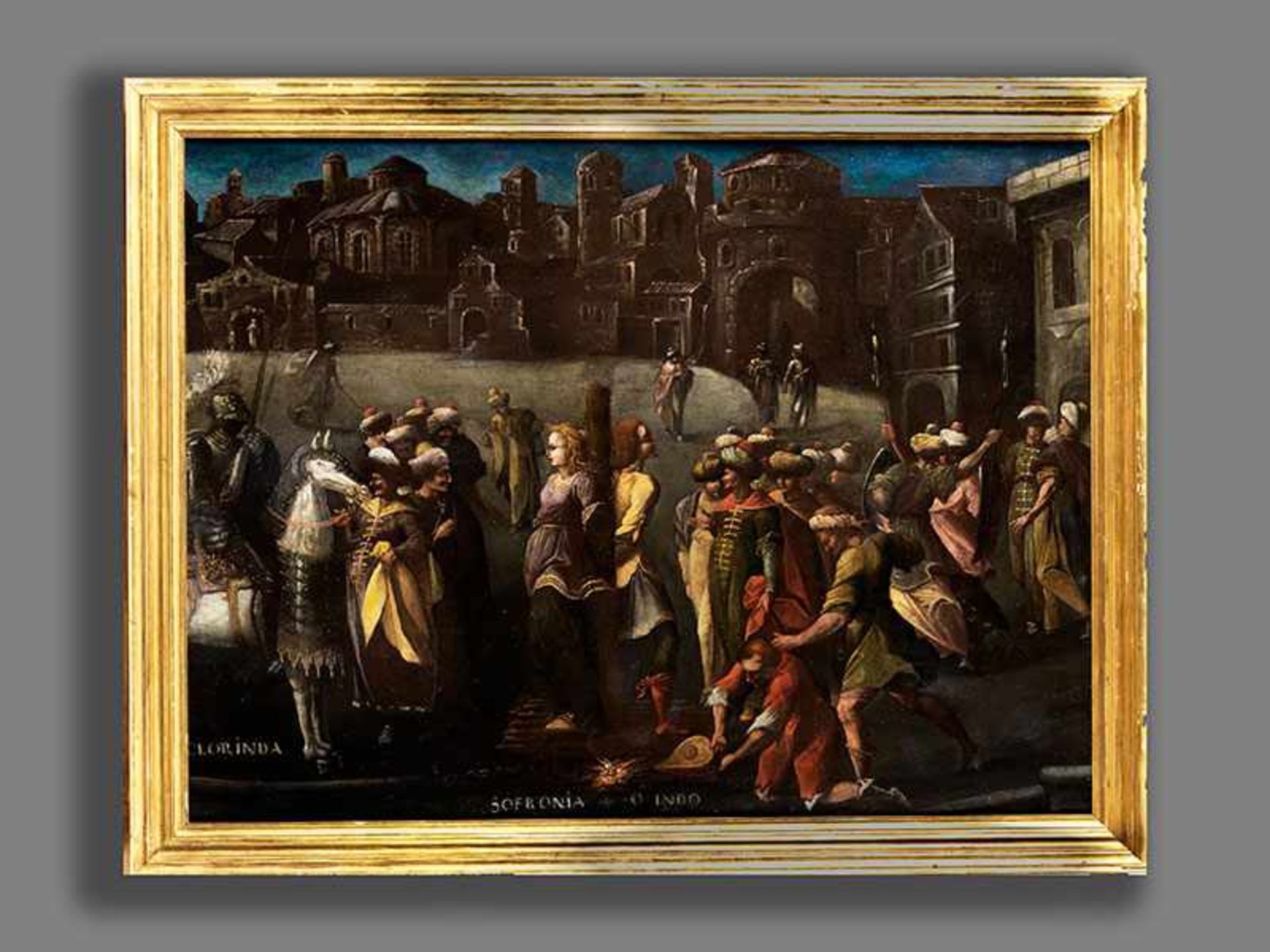 Italienischer Maler des 17. Jahrhunderts CLORINDA RETTET SOFRONIA UND OLINDO Öl auf Leinwand. 95 x - Bild 6 aus 7