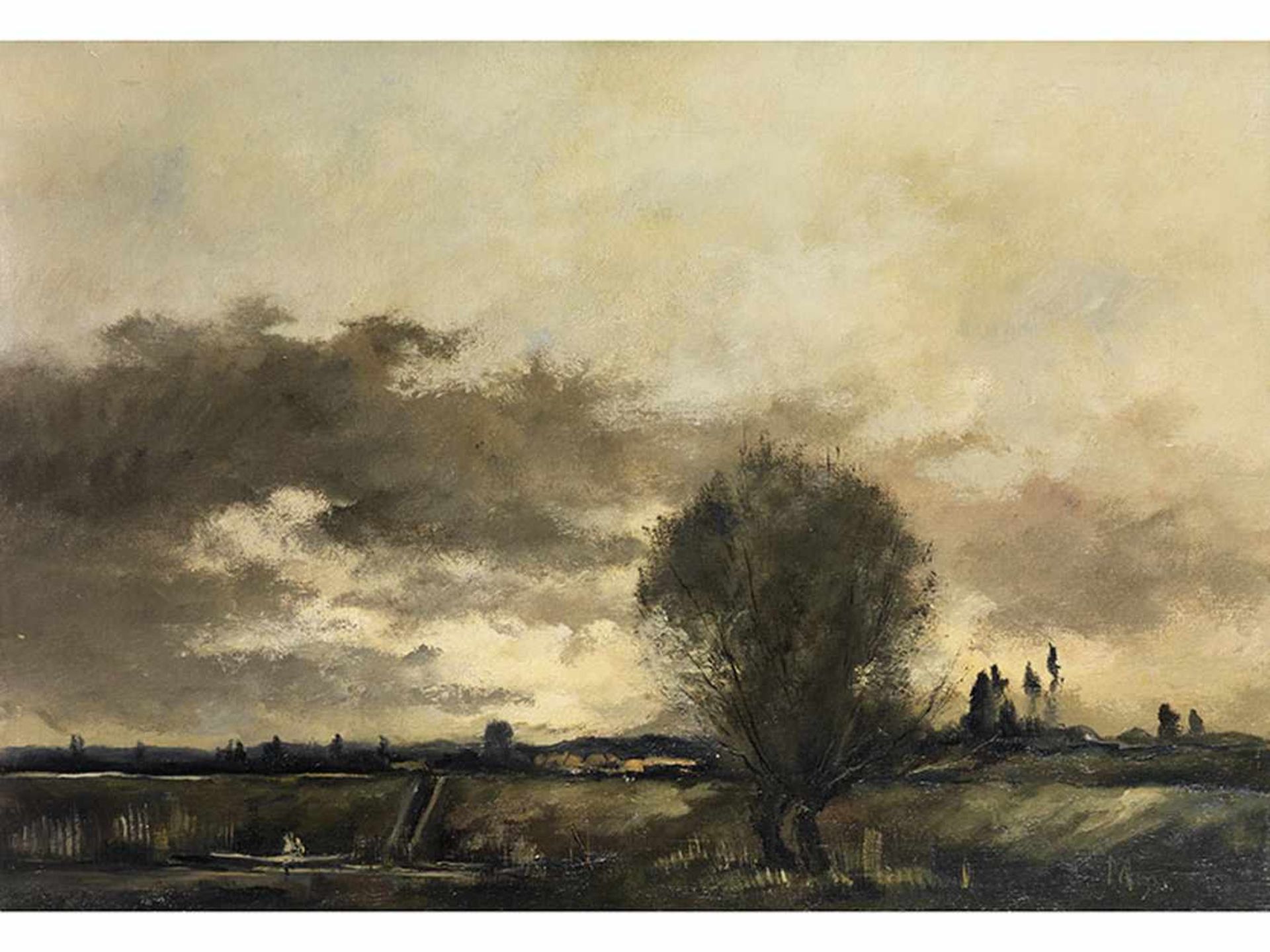 Anton Rudolf Mauve, 1876 "" 1962 LANDSCHAFT MIT AUFZIEHENDEM UNGEWITTER BZW. HET SLUISJE Öl auf - Bild 7 aus 7