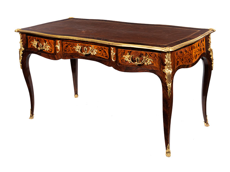 Bureau plat der Louis XV-Periode Höhe: 77 cm. Breite: 146 cm. Tiefe: 70 cm. Gestempelt "Schmitz".