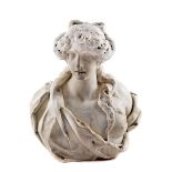 Marmorbüste einer Dame Höhe: 52 cm. Frankreich, 19. Jahrhundert. In Carrara-Marmor geschlagene Büste