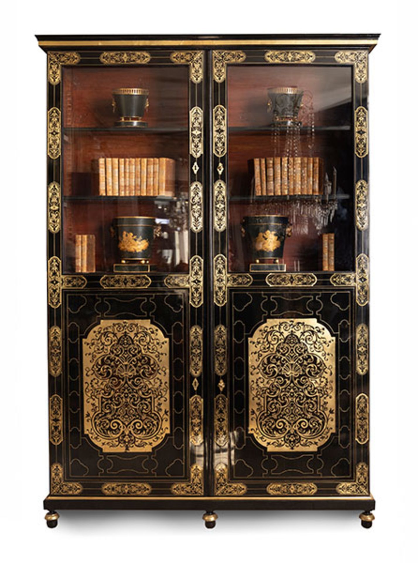 Seltene Louis XIV-Boulle Bibliothek 225 x 152 x 38 cm. Frankreich, Ende 17. Jahrhundert. Seltenes