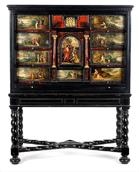 Flämisches Kabinett Höhe: 142,5 cm. Breite: 112 cm. Tiefe: 45,5 cm. Antwerpen, um 1660. Zweiteiliges
