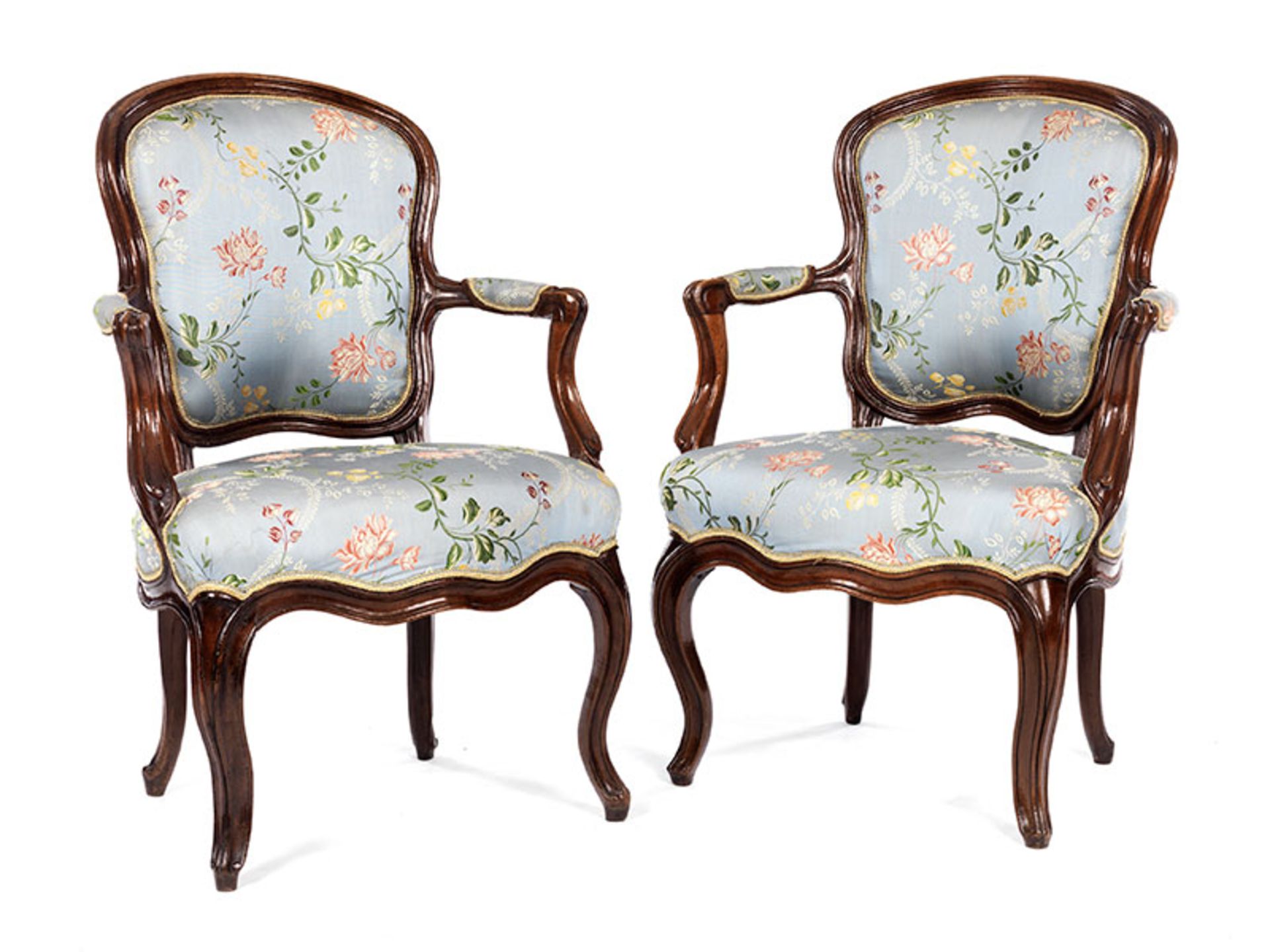 Satz von vier Louis XV-Fauteuils Lehnenhöhe: 90,5 cm. Sitzhöhe: 40 cm. Frankreich, 18. - Bild 3 aus 5