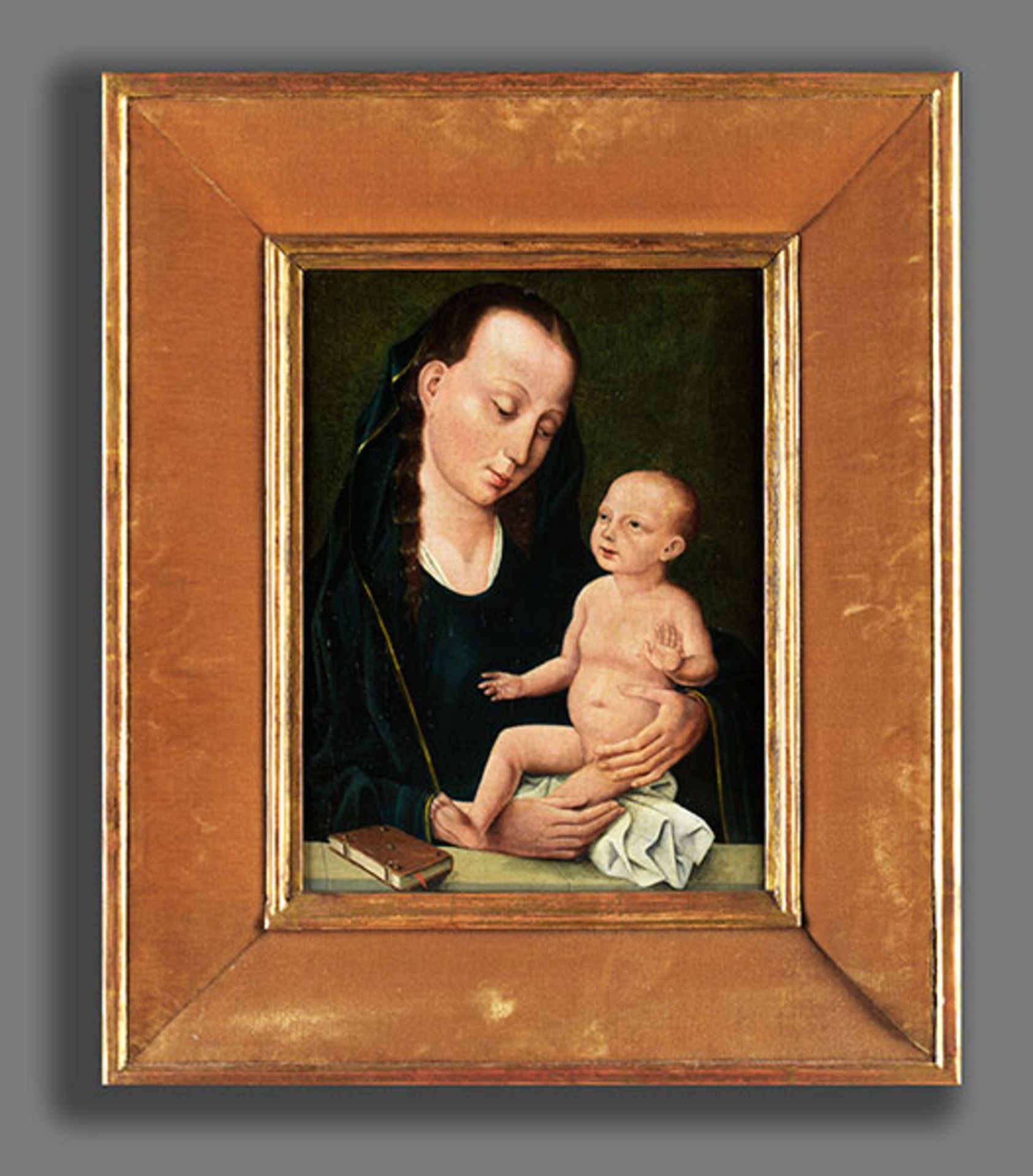 Dieric Bouts, 1415/ 20 Haarlem "" 1475 Löwen, Werkstatt des MADONNA MIT DEM KIND Öl auf Holz. 29,5 x - Bild 9 aus 10