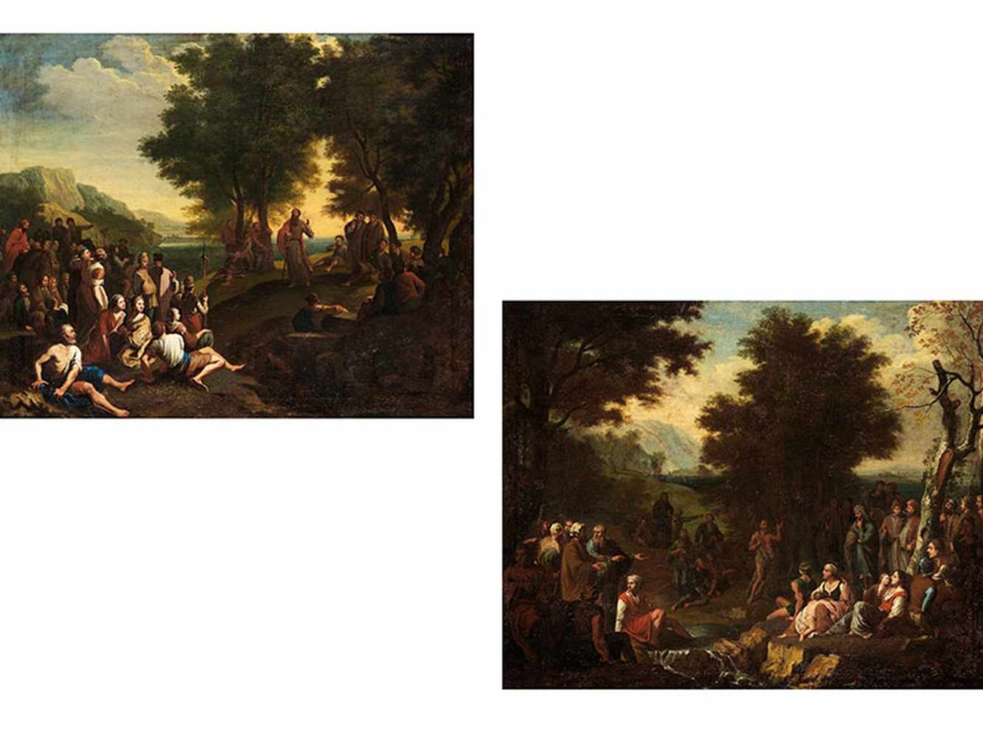 Joachim Franz Beich, 1665 "" 1748, Umkreis des Gemäldepaar PREDIGTDARSTELLUNGEN Öl auf Leinwand. - Bild 5 aus 5