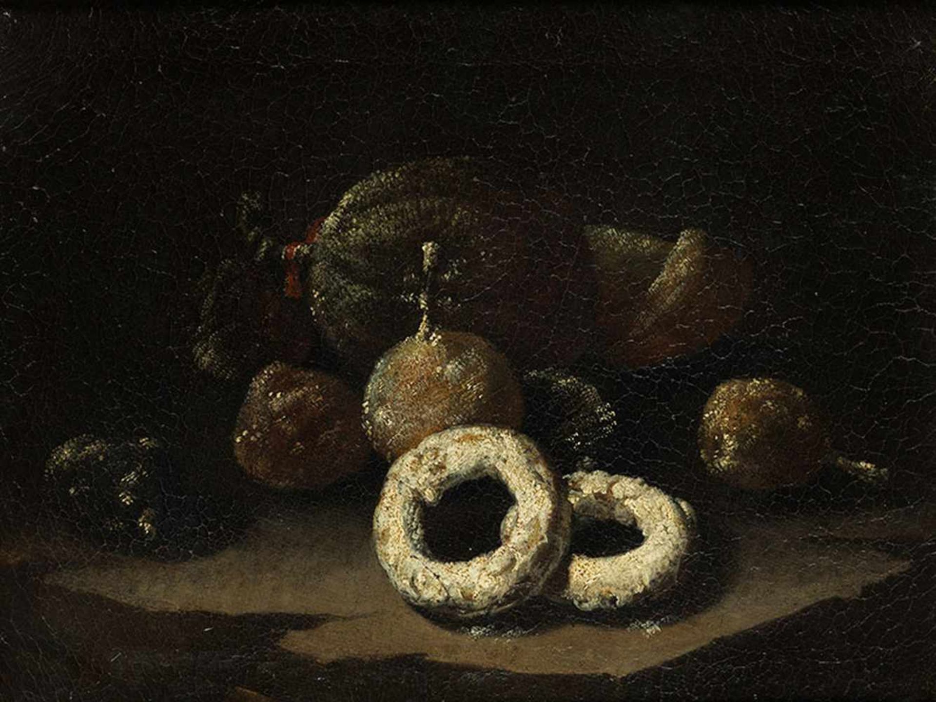 Spanischer Maler des 17. Jahrhunderts STILLLEBEN MIT KANDIERTEN FRÜCHTEN Öl auf Leinwand. 24 x 31, - Bild 7 aus 7