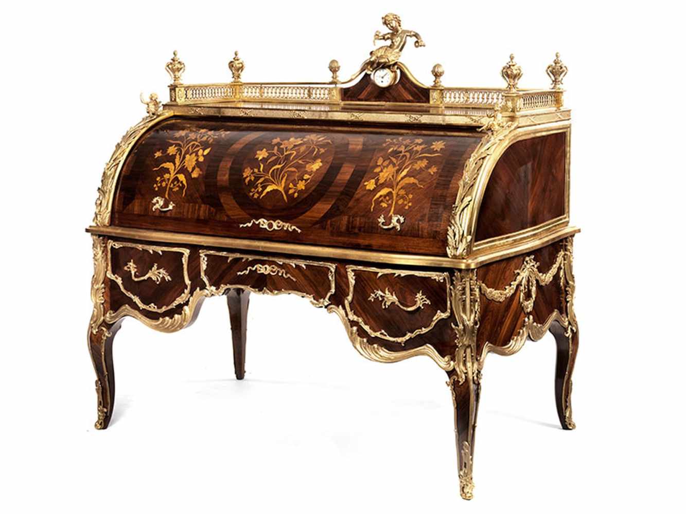 Imposantes Rollbureau im Louis XV-Stil Höhe: 107 cm. Breite: 147 cm. Tiefe: 90 cm. Neuzeitlich. - Image 12 of 12