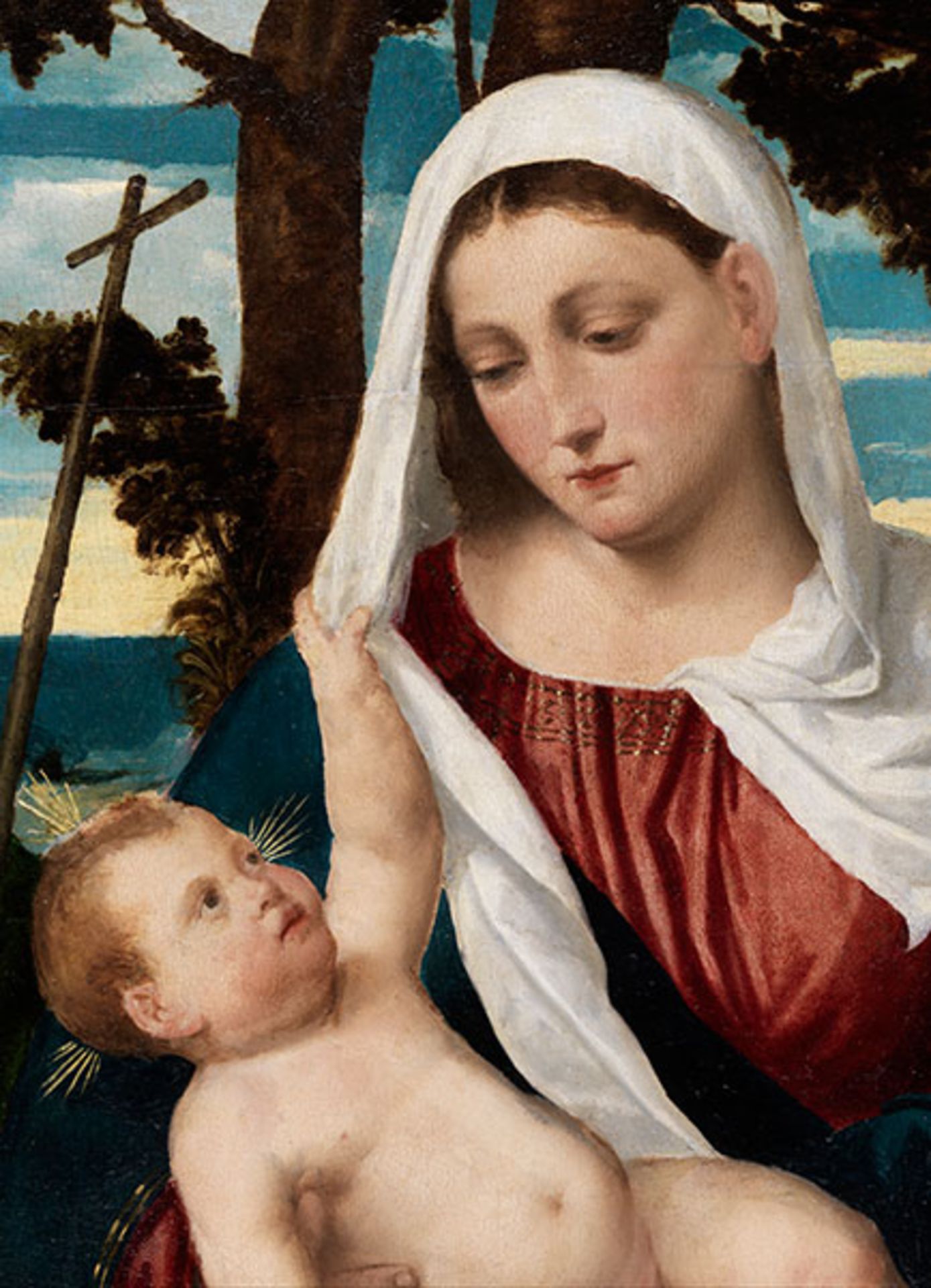 Bonifacio Veronese, ca. 1487 "" 1553 MADONNA MIT DEM KIND ZWISCHEN JOHANNES DEM TÄUFER UND - Bild 5 aus 9