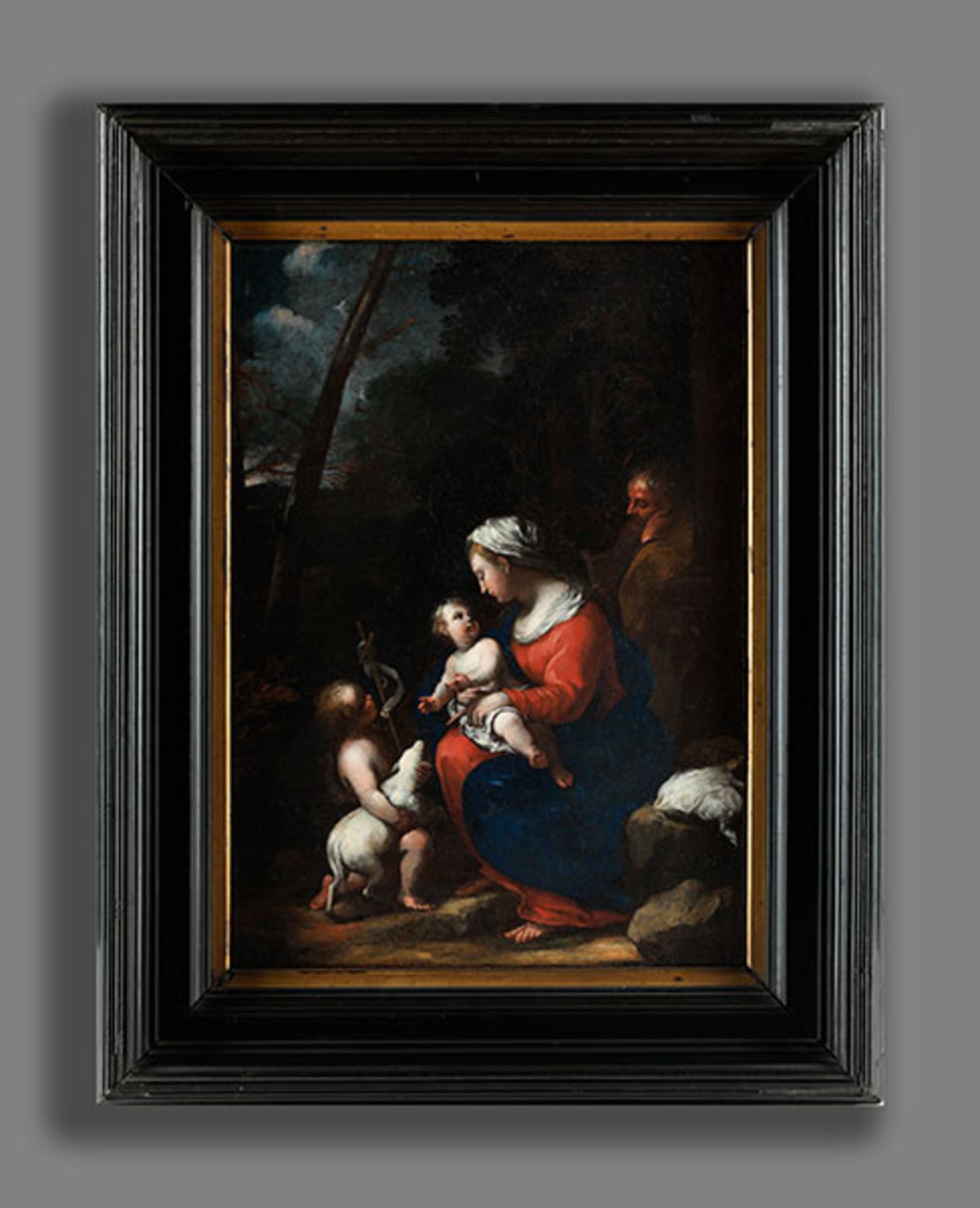 Onorio Marinari, 1627 Florenz "" 1715, zug. DIE HEILIGE FAMILIE MIT DEM JOHANNESKNABEN IN LANDSCHAFT - Bild 6 aus 7