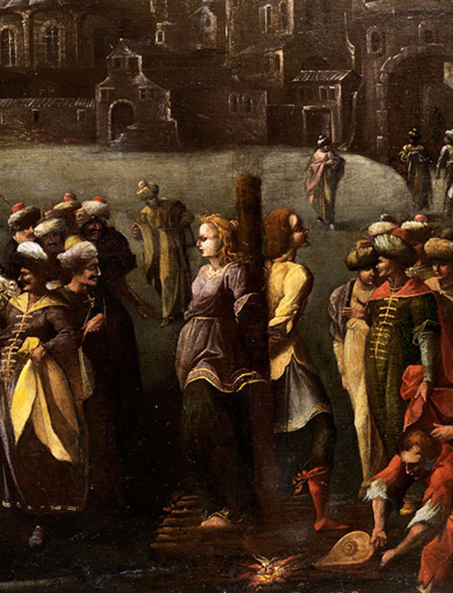 Italienischer Maler des 17. Jahrhunderts CLORINDA RETTET SOFRONIA UND OLINDO Öl auf Leinwand. 95 x - Bild 2 aus 7