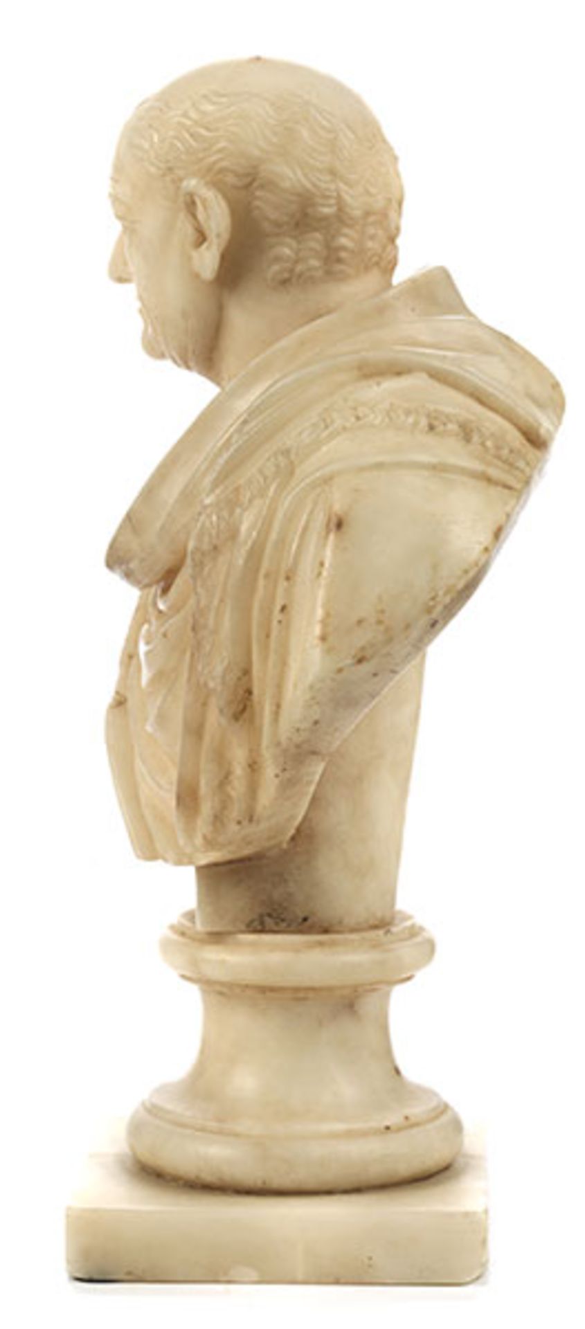 Cäsaren-Büste des Kaisers Vespasian Höhe: 27,5 cm. Italien, 19. Jahrhundert. Alabaster. Die Büste in - Bild 2 aus 4