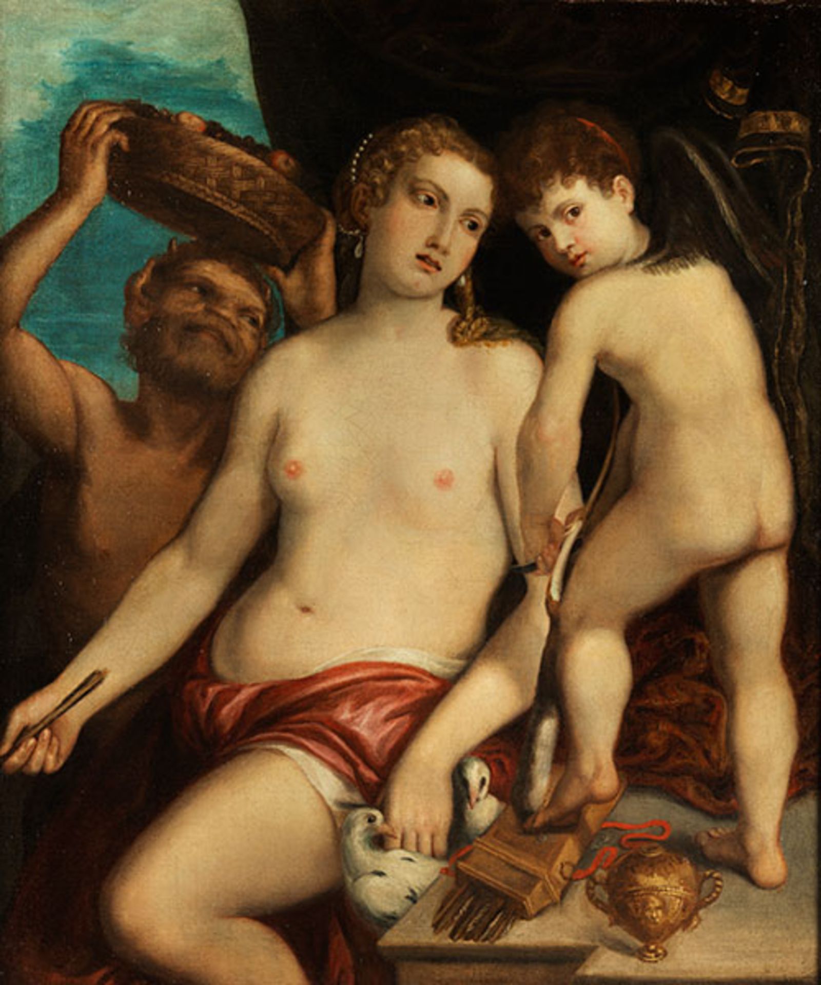 Venezianischer Maler der Nachfolge des Tiziano Vecellio (1485/89 "" 1576) VENUS, AMOR UND EIN