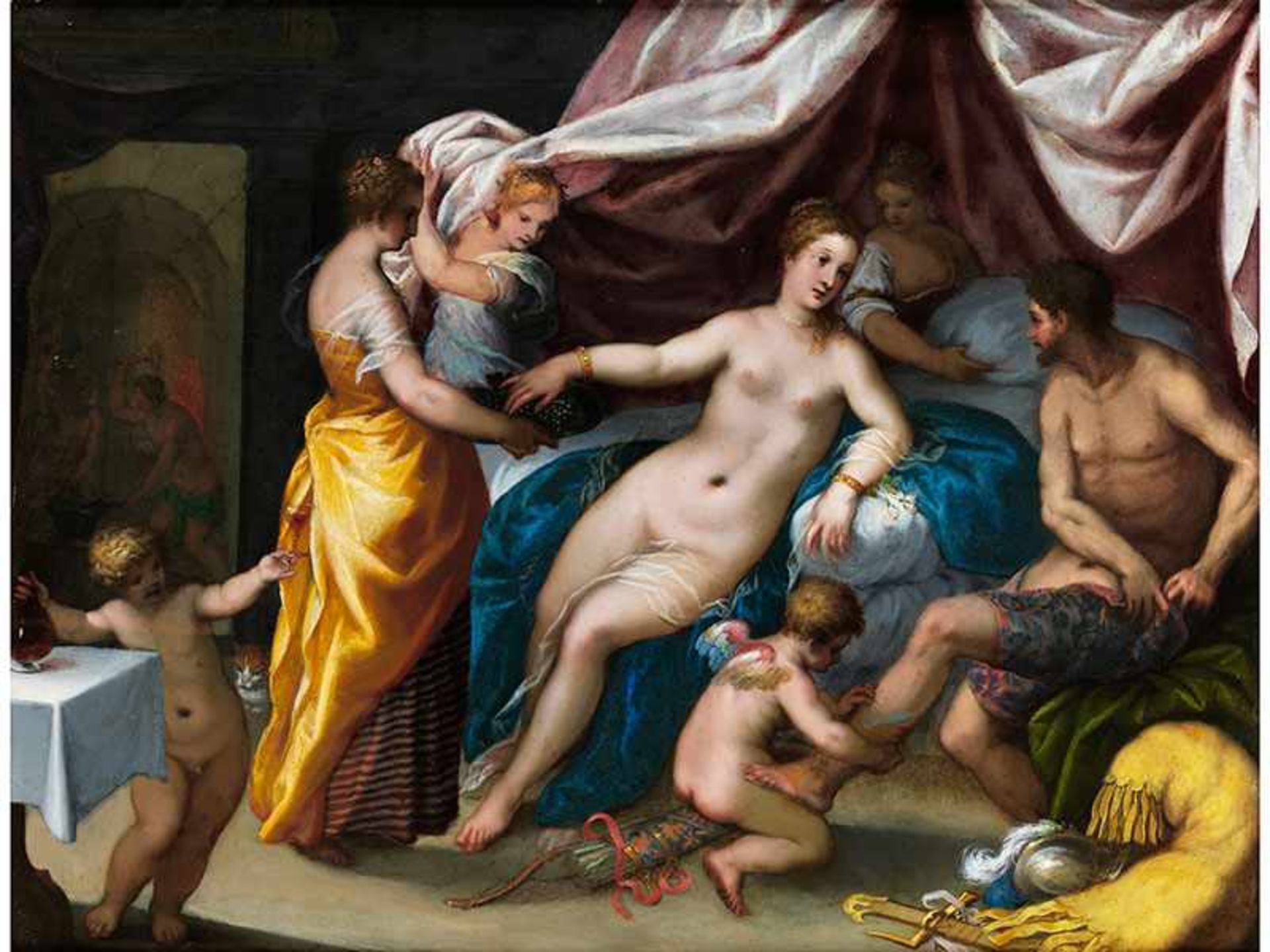 Johann Rottenhammer d. Ä., 1564 München "" 1625 Augsburg VENUS UND MARS MIT DER SCHMIEDE VULKANS