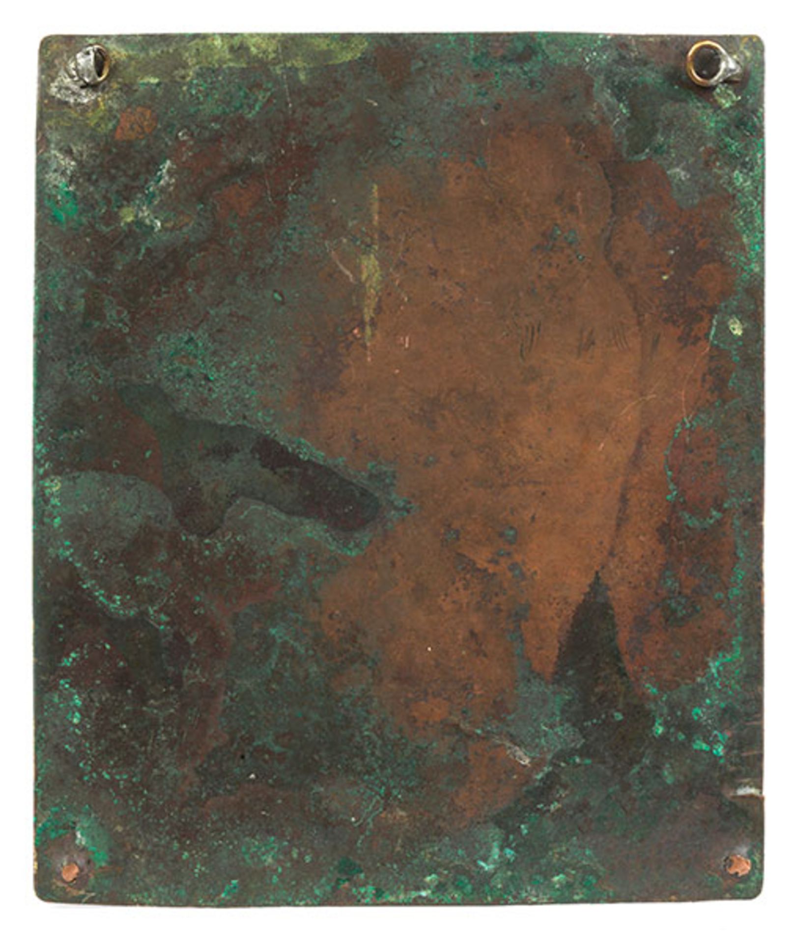 Feuervergoldete Kupferplatte 21 x 17,5 cm. Mit Datierung "1663". Kupferplatte mit Grafenwappen und - Bild 2 aus 3