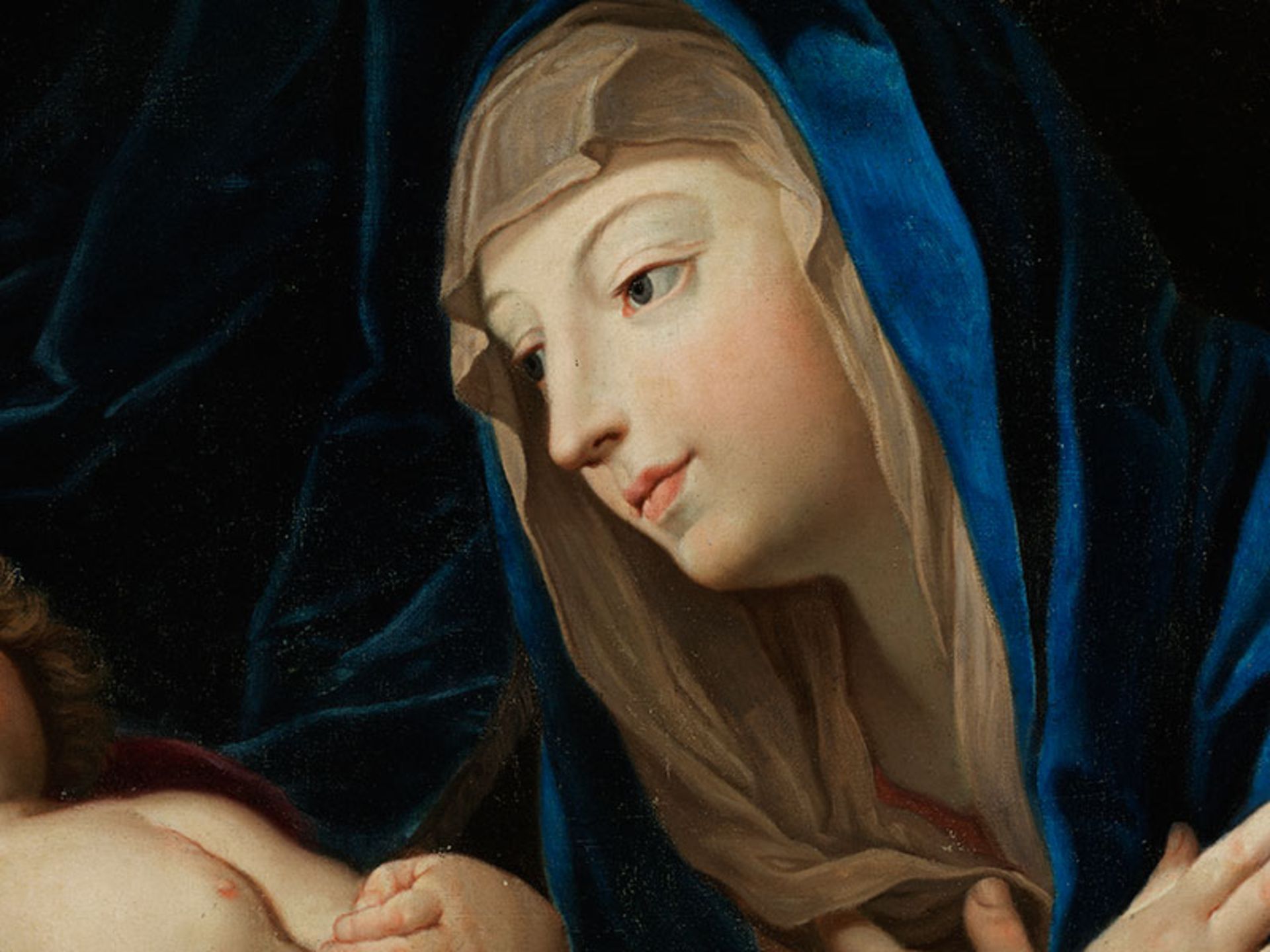 Elisabetta Sirani, 1638 "" 1665, zug. MADONNA MIT DEM SCHLAFENDEN JESUSKNABEN Öl auf Leinwand. - Bild 2 aus 6