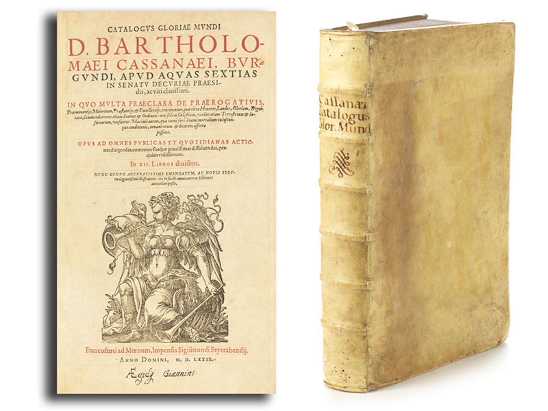 Barthélemy de Chasseneux, Catalogus gloriae mundi. Folio. ca. 35,5 x 24 cm. Frankfurt, Feyerabend,