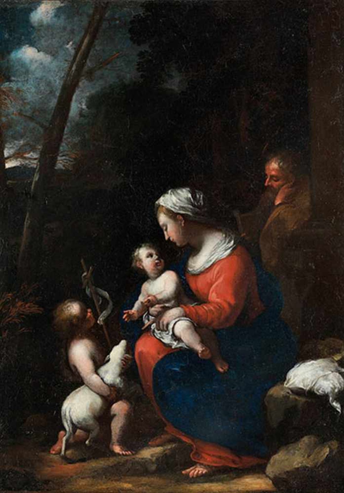 Onorio Marinari, 1627 Florenz "" 1715, zug. DIE HEILIGE FAMILIE MIT DEM JOHANNESKNABEN IN LANDSCHAFT - Bild 7 aus 7