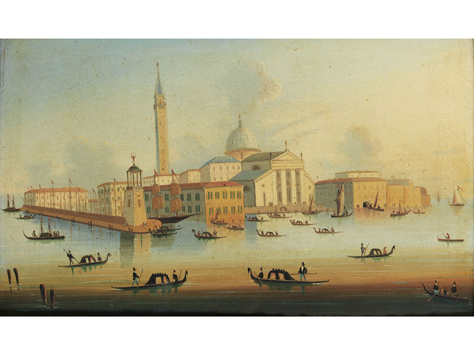 Venezianischer Vedutenmaler des beginnenden 19. Jahrhunderts Gemäldepaar VENEDIGANSICHTEN Öl auf - Bild 3 aus 7