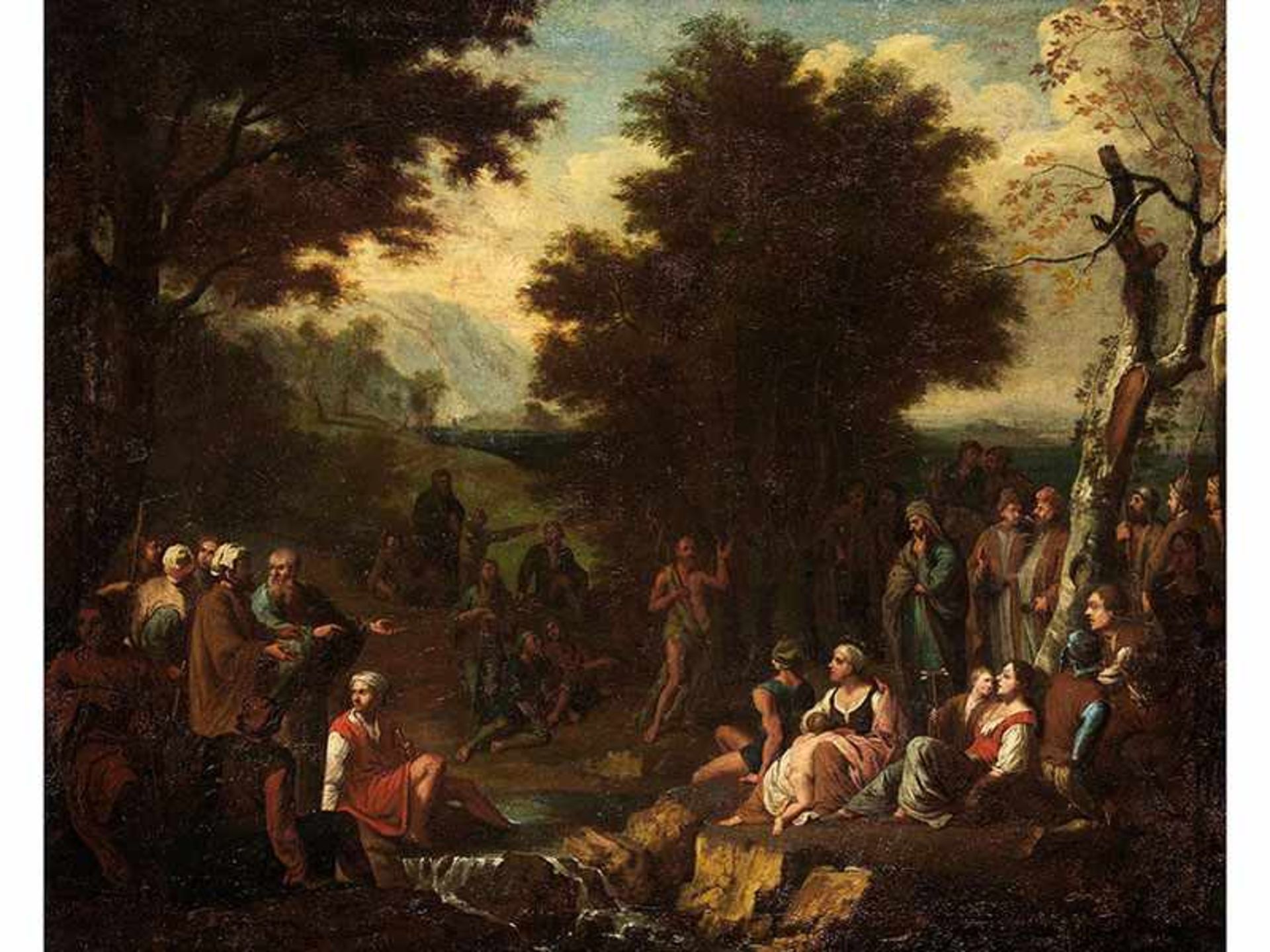 Joachim Franz Beich, 1665 "" 1748, Umkreis des Gemäldepaar PREDIGTDARSTELLUNGEN Öl auf Leinwand. - Bild 2 aus 5