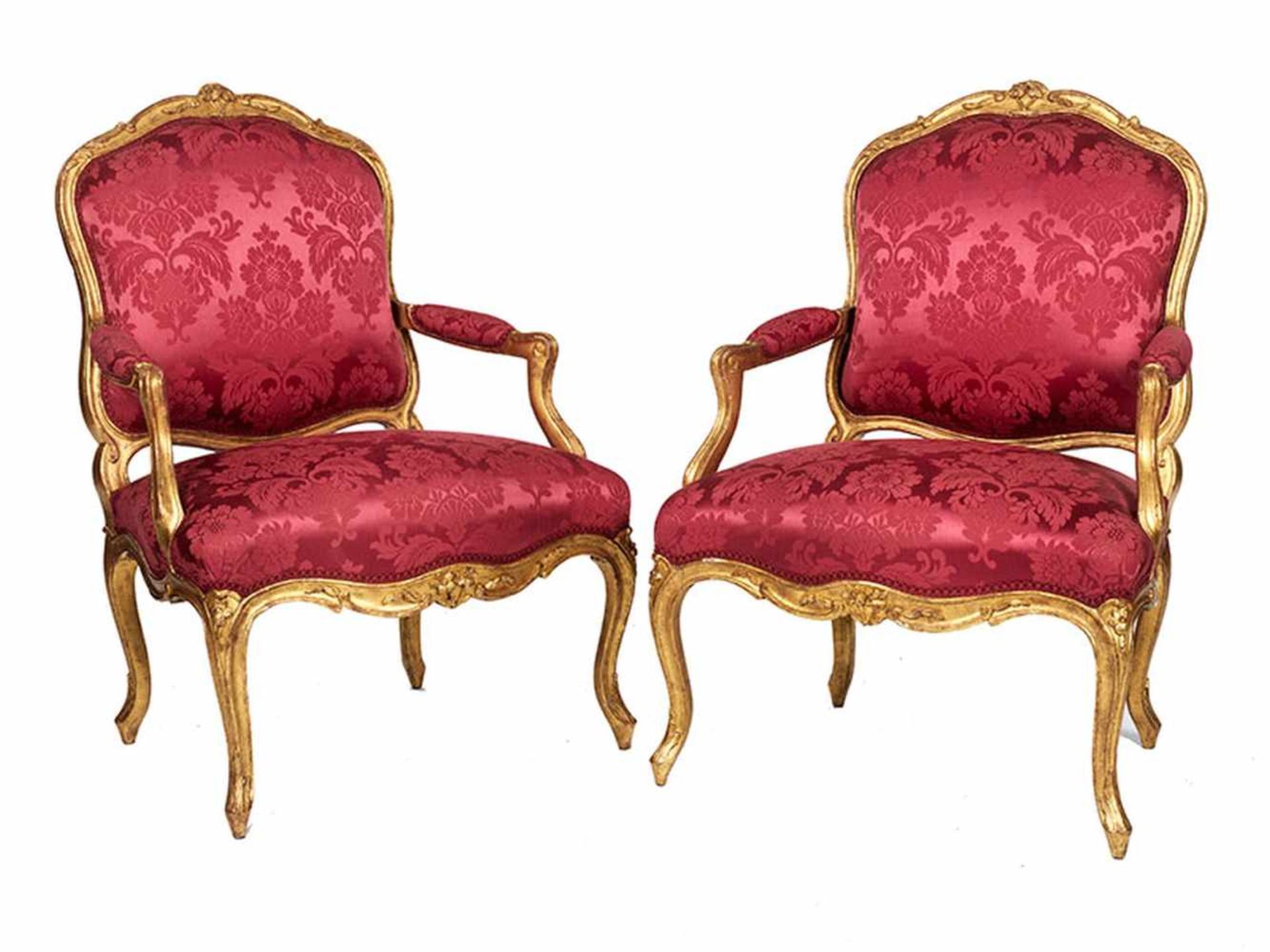 Paar Louis XV-Fauteuils Lehnenhöhe: 97,5 cm. Sitzhöhe: 43 cm. Gestempelt "JB Lebas". Frankreich, - Bild 5 aus 5